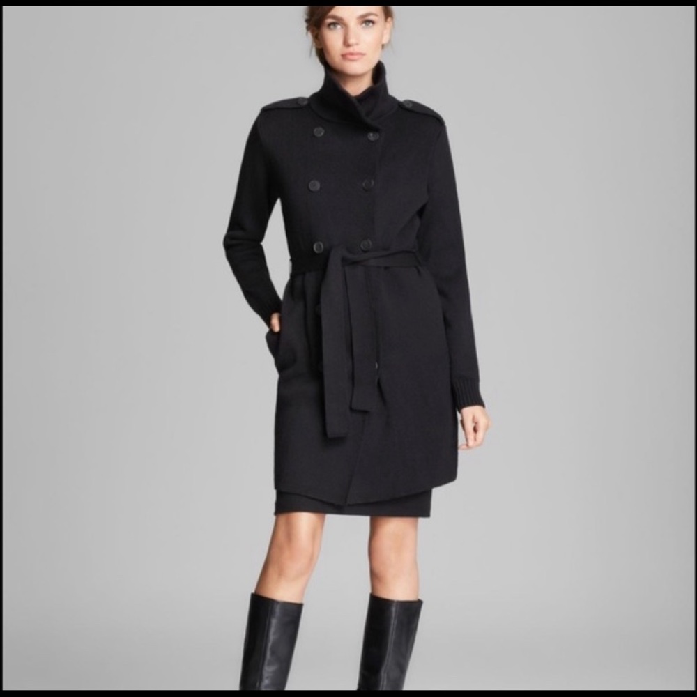 VINCE Milano Knit Trench Peacoat Sweater Size M